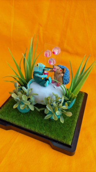 会場入り口で注目を集めた「やもはりオブジェ」。劇場舞台美術部Sさん、いつも素敵な作品で会場を彩ってくれます。