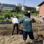 畝をつくるパパ。男手は助かります❣